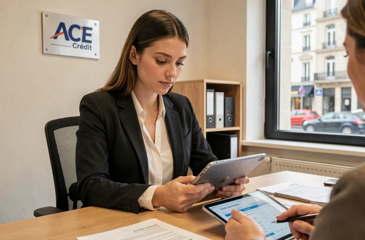 Conseillère ACE Crédit étudiant un dossier de prêt pour un investisseur locatif en Seine-Saint-Denis