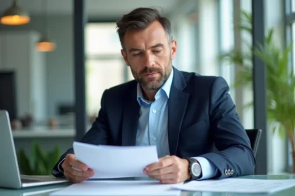 Conseiller financier en costume dans un bureau moderne