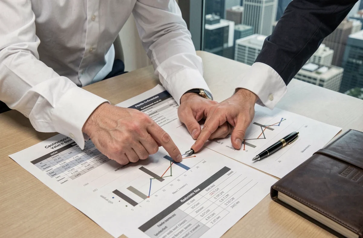 Mains d'un conseiller financier analysant les performances et avis de la SCPI Corum Origin