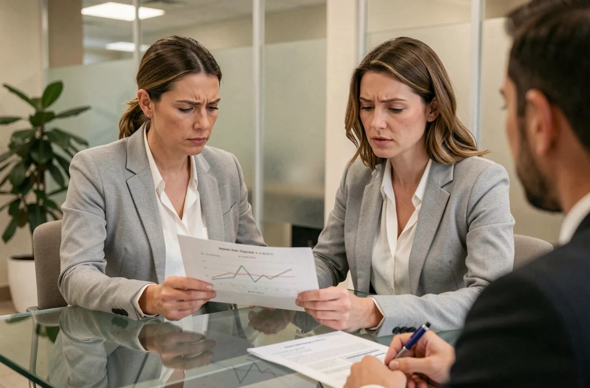 Femme consultant un conseiller financier pour évaluer les risques d'un investissement en SCPI