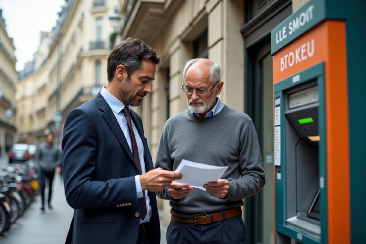 Deux hommes discutant de documents de pension