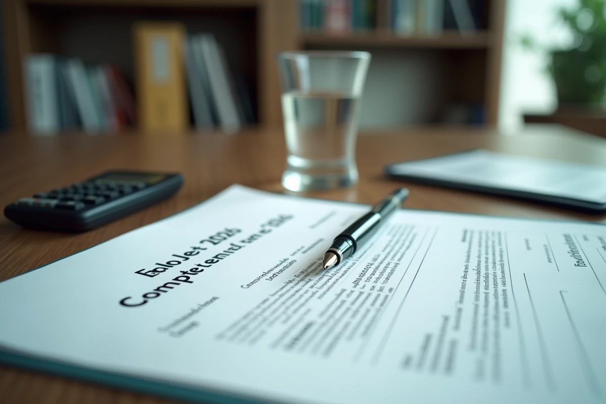 Documents et contrat de compte à terme posés sur un bureau de conseiller financier, symbolisant l'épargne sécurisée en 2026