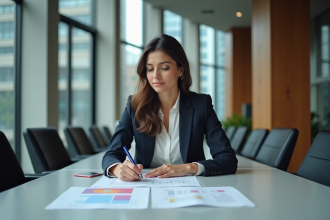 Femme d'affaires confiante dans un bureau moderne