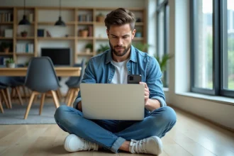 Jeune actif réfléchissant à ses investissements financiers