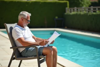 Propriétaire examinant les implications fiscales d'une piscine privée