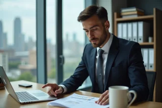 Homme d'affaires confiant dans un bureau moderne