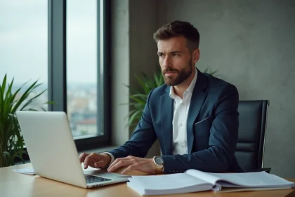 Homme d'affaires confiant dans un bureau moderne