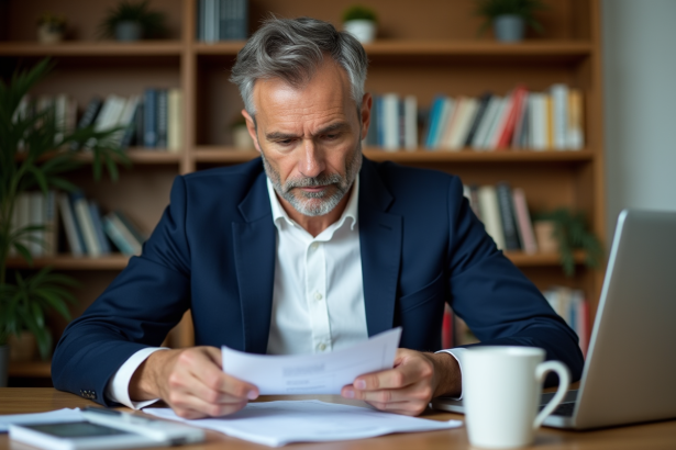 Homme d'affaires en costume dans un bureau moderne