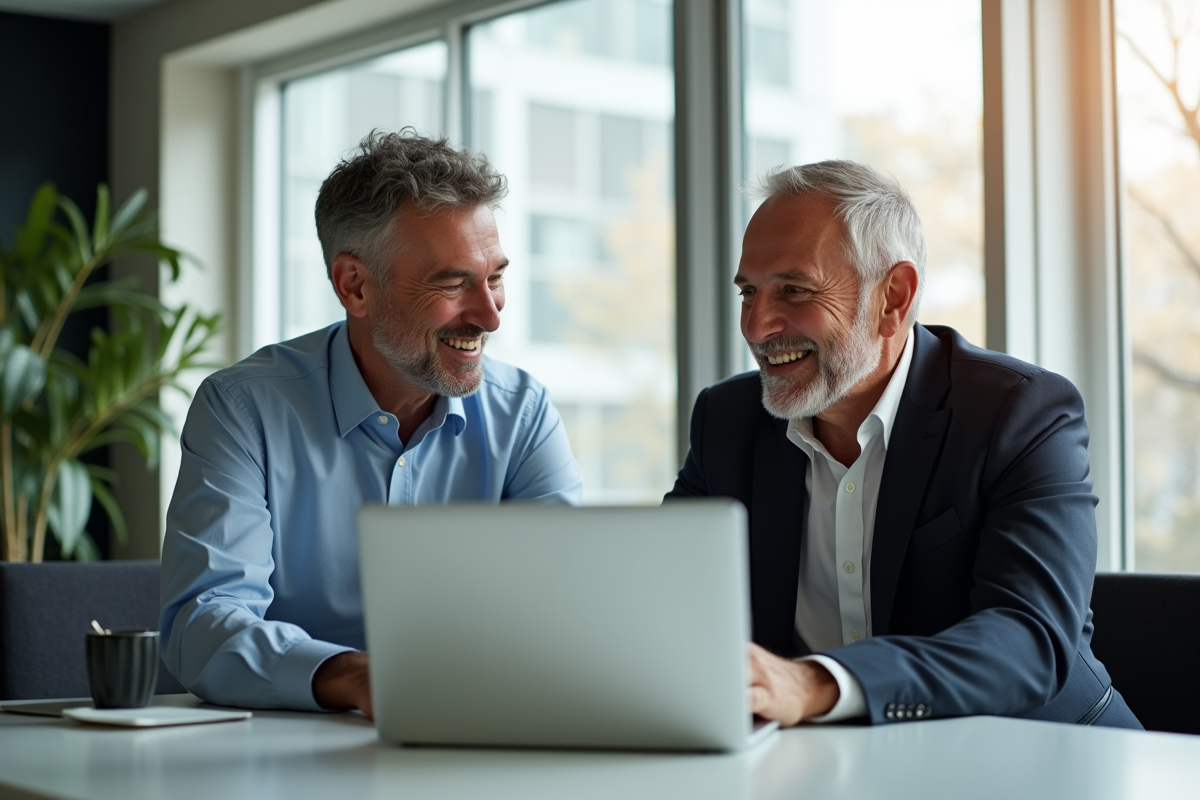 Homme rencontrant un conseiller financier dans un bureau moderne