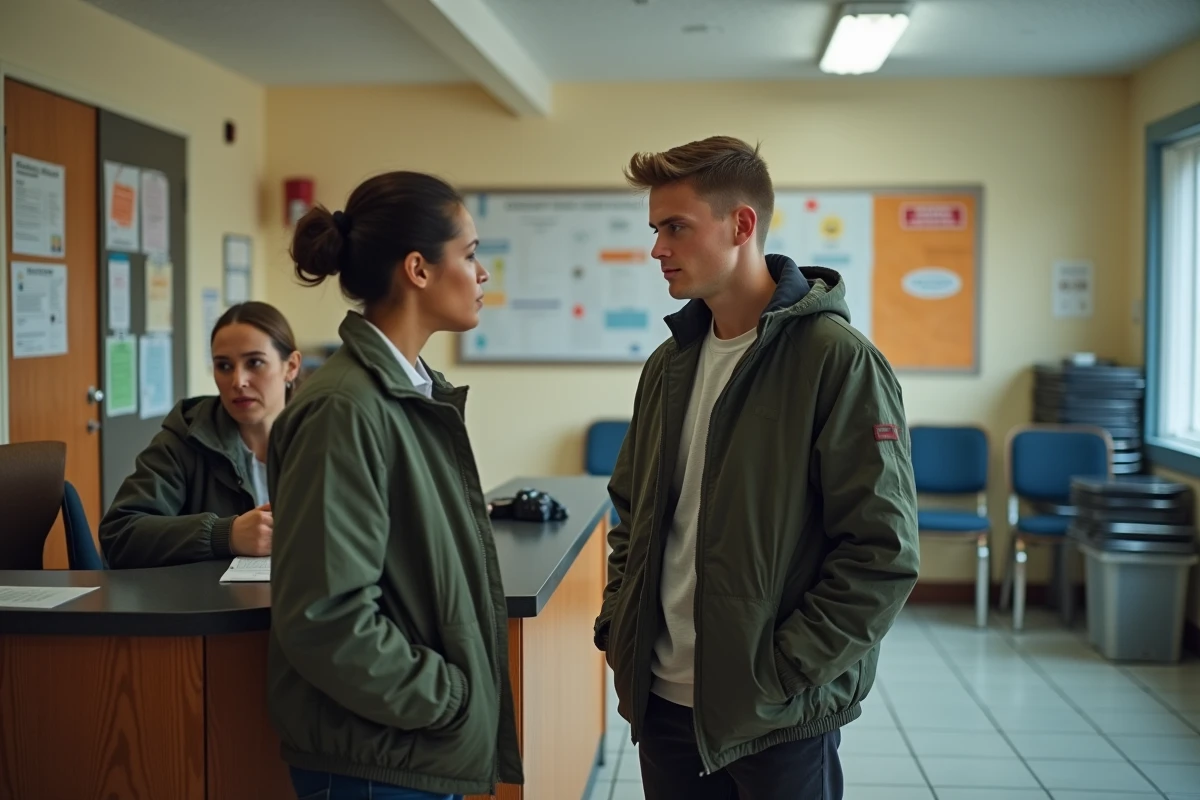 Jeune homme parlant au centre communautaire