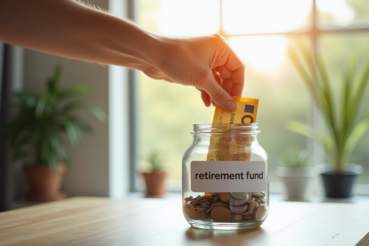 Main retirant des billets euros du fonds de retraite