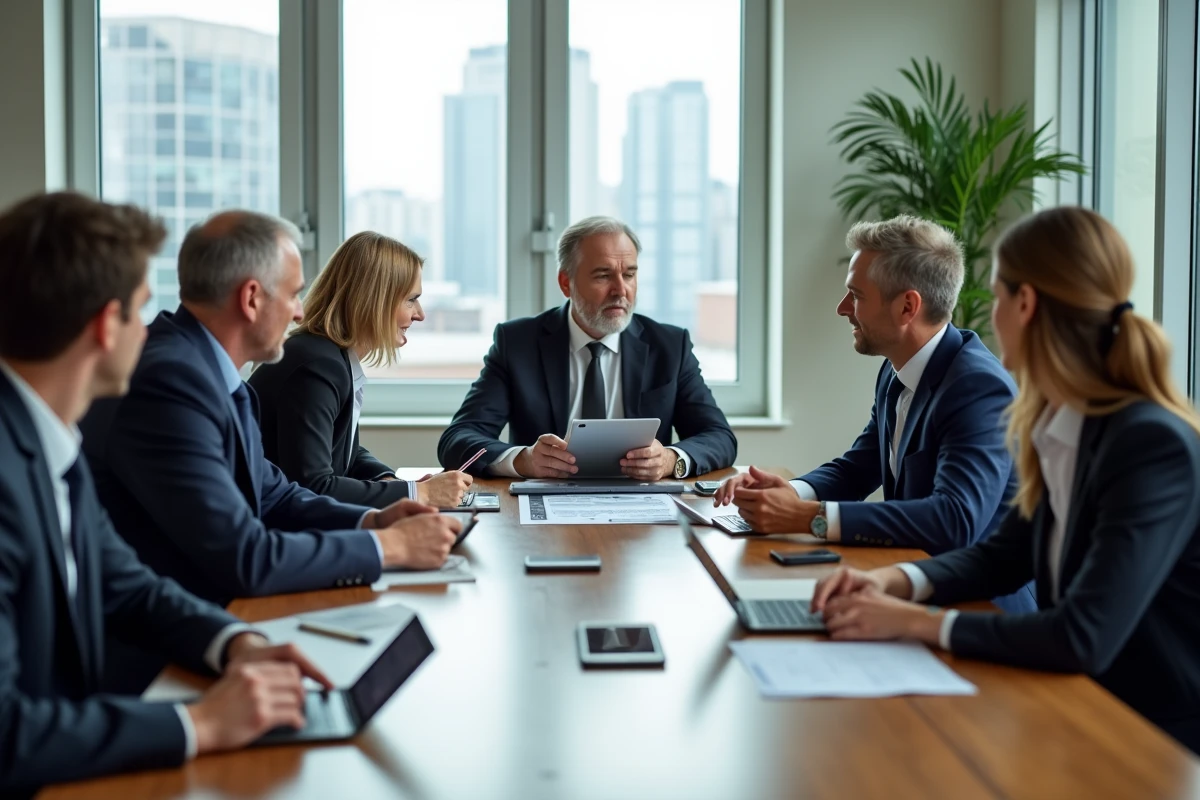 Groupe de professionnels discutant de la planification retraite