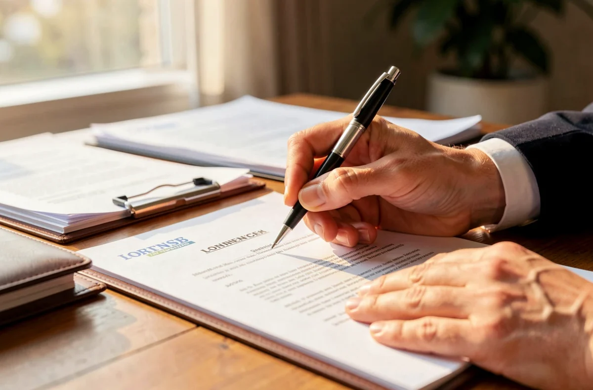 Signature d'une offre de crédit sur une table avec un stylo